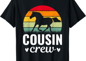 Vintage Cousin Crew Horse Lover Family Matching Birthday Tee T-Shirt