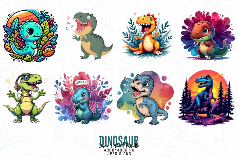 Popular 100 Abstract Dinosaur t-shirt design – download instantly