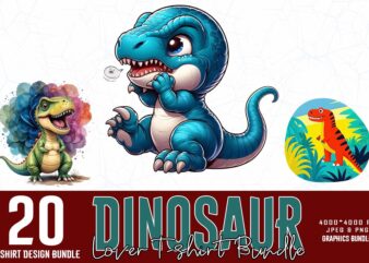 Watercolour Cute Dinosaur Illustration T-shirt design – download instantly