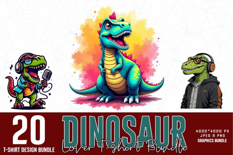 20 Trendy Retro Dinosaur t-shirt design – download instantly Retro Vintage Tee