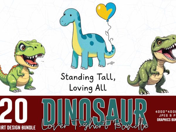 20 trendy retro dinosaur graphics t-shirt design bundle