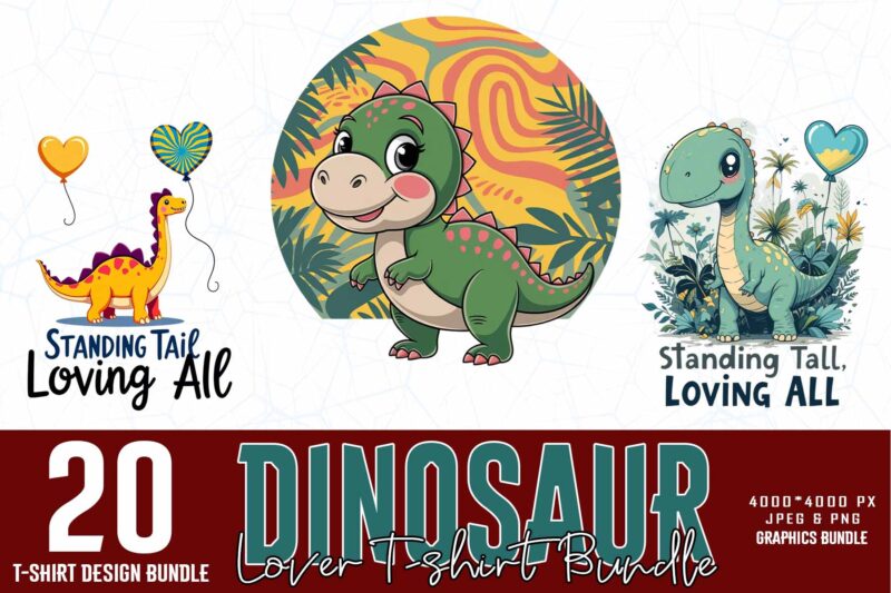 Colourful Vintage Dinosaur t-shirt design download instantly Retro Vintage T-shirt