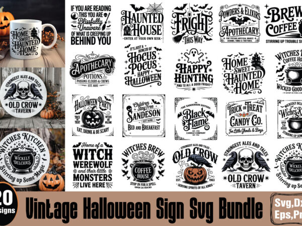 Vintage halloween sign t-shirt bundle vintage halloween sign svg bundle