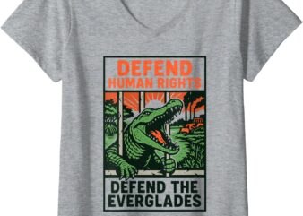 Womens Alligator Alcatraz Defend Human Rights Defend Everglades V-Neck T-Shirt