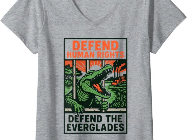 Womens alligator alcatraz defend human rights defend everglades v-neck t-shirt