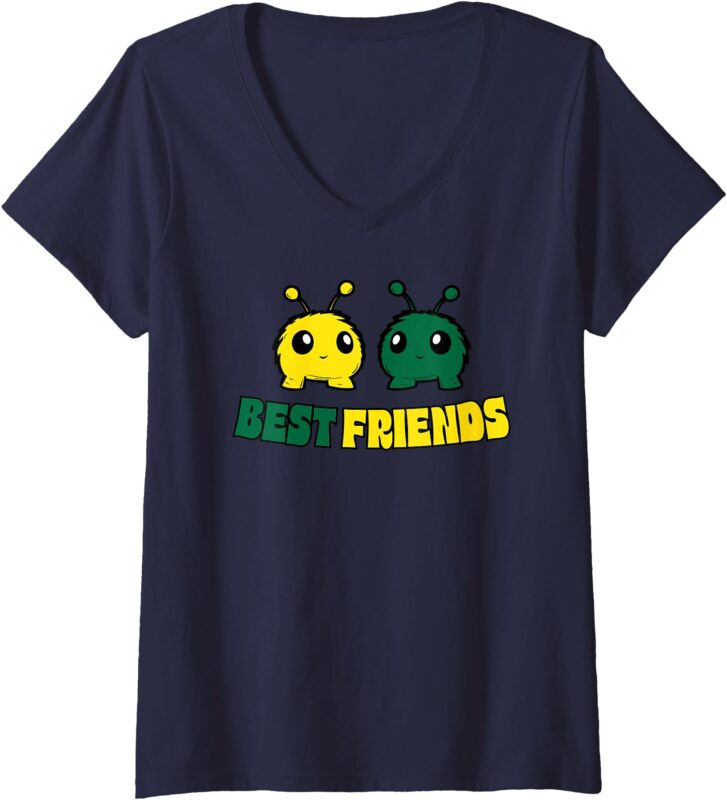 Womens CEL Cute Fuzzies Best Friends V-Neck T-Shirt