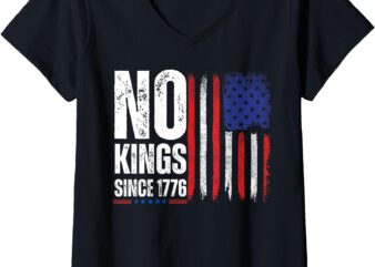 Womens No Kings In America Since 1776 Save Democracy V-Neck T-Shirt