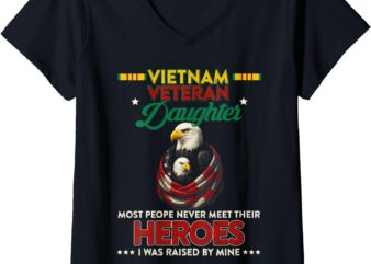 Womens Proud Daughter Of A Vietnam Veteran Veteran’s Day US Flag V-Neck T-Shirt