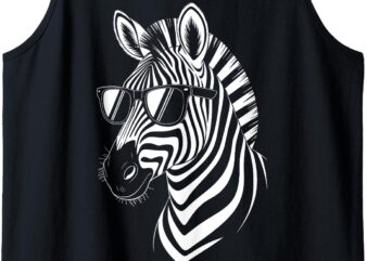 Zebra With Sunglasses Funny Zebra Tank Top