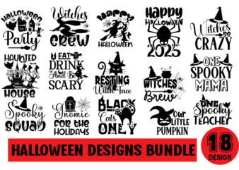 Halloween Design Bundle, Halloween Design ,Autumn background ,Banners Bat, Black Cartoon Cat , Cauldron ,Creepy ,Design ,Devil, Eerie Elemen