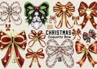 christmas Cute coquette-bow Png Bundle