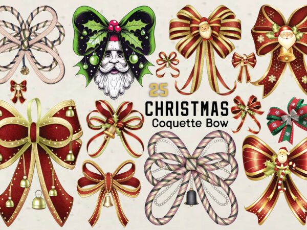Christmas cute coquette-bow png bundle t shirt vector file