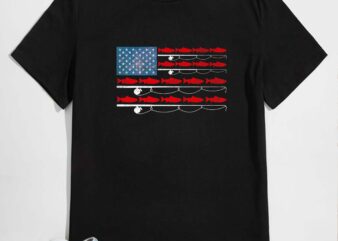 Usa flag salmon fishing poles patriotic fisherman flag premium t-shirt design
