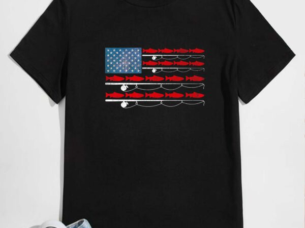 Usa flag salmon fishing poles patriotic fisherman flag premium t-shirt design