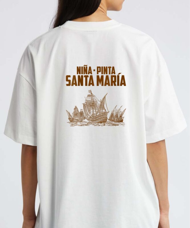 Womens Nina Pinta Santa Maria Columbus Day Christopher Columbus V-Neck T-Shirt design