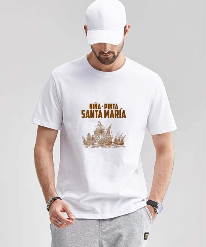 Womens Nina Pinta Santa Maria Columbus Day Christopher Columbus V-Neck T-Shirt design