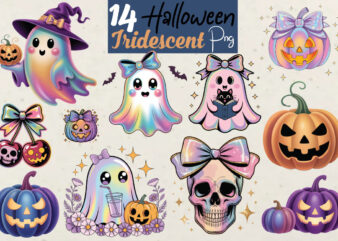 Halloween Iridescent Ghost Bundle Png Bundle