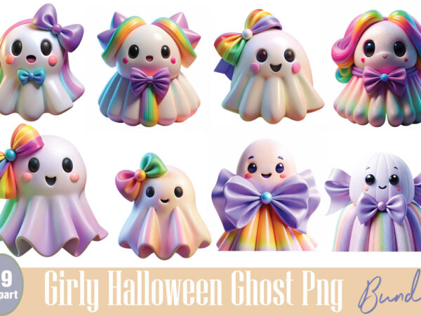 Girly halloween ghost png bundle t shirt design template