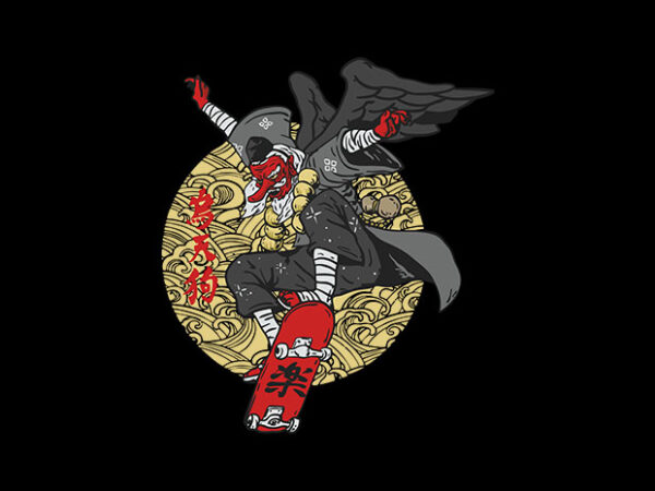 Flying tengu t shirt graphic design