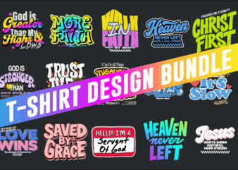 15 Bold Christian Typography T-Shirt Design Bundle – Faith Quotes, Bible Verses, and Gospel Graphics