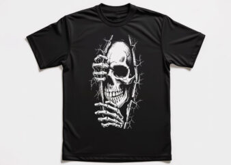 Peeking Skull svg, Halloween Skeleton vector shirt Svg, halloween Scary man skull shirt design.