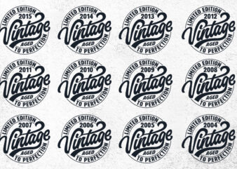 Vintage limited edition svg png files, birthday svg, aged to perfection svg, circle frame svg