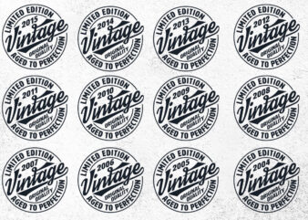 Vintage limited edition svg png files, birthday svg, aged to perfection svg, circle frame svg