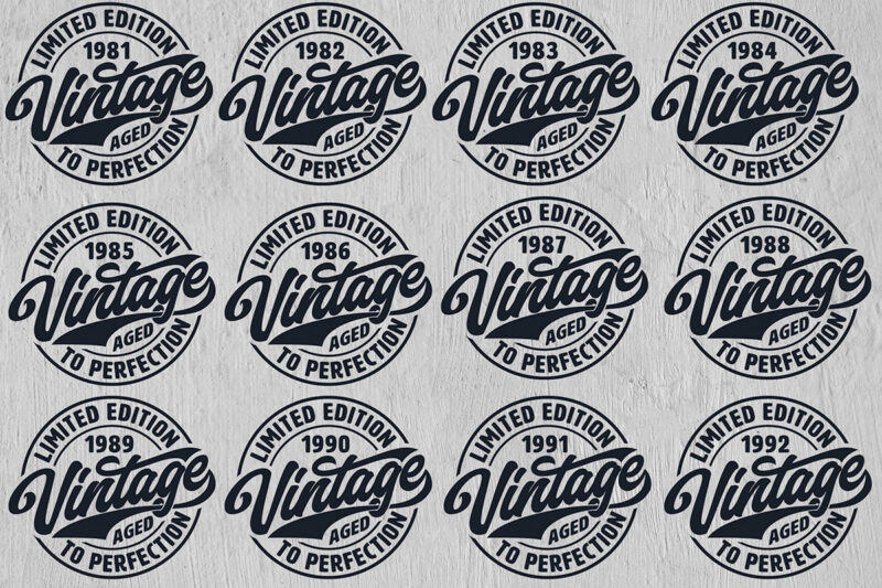 Vintage Limited Edition Svg Png Files, Birthday Svg, Aged To Perfection Svg, Circle Frame Svg