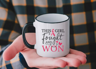 This Girl Fought and Won Breast Cancer T-Shirt Design – Inspirational Pink Ribbon Message for Survivors
