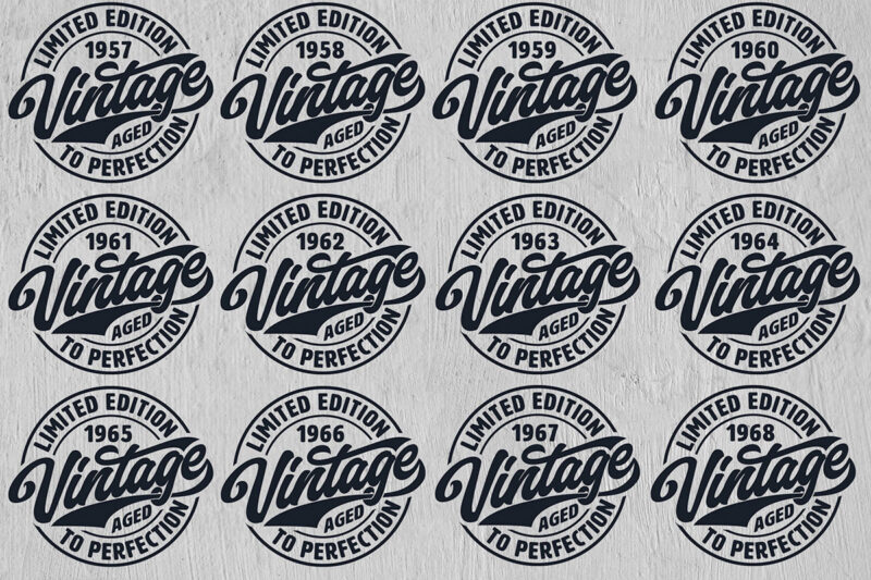 Vintage Limited Edition Svg Png Files, Birthday Svg, Aged To Perfection Svg, Circle Frame Svg