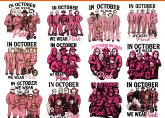 In October We Wear Pink Horror Friend Movie Bundle PNG, Horror Friend Png Bundle, Movie Friends Horror , In October We Wear Pink Png Bundle