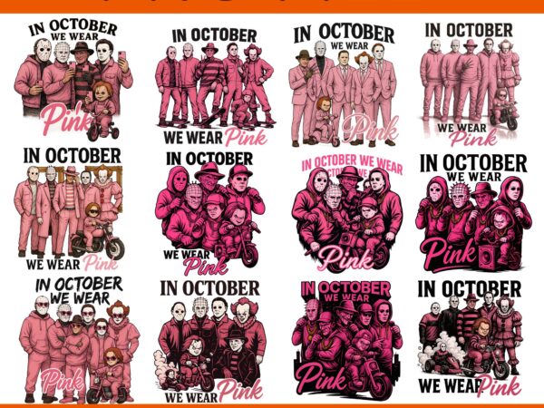 In october we wear pink horror friend movie bundle png, horror friend png bundle, movie friends horror , in october we wear pink png bundle t shirt design for sale