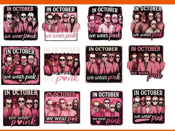 In october we wear pink horror friend movie bundle png, horror friend png bundle, movie friends horror , in october we wear pink png bundle t shirt design for sale