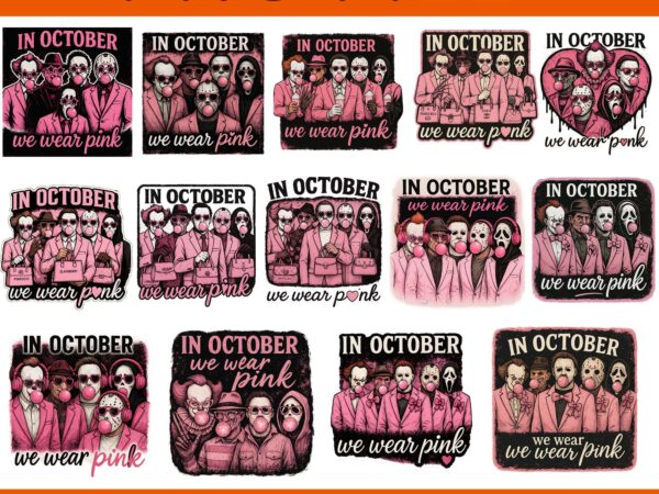 In october we wear pink horror friend movie bundle png, horror friend png bundle, movie friends horror , in october we wear pink png bundle t shirt design for sale
