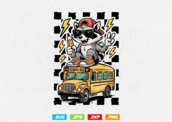 Back To School T-shirt Design Svg Png, First Day Of School, Teacher coquette png, Retro Cool Raccoon, Trendy Cute Funny School Vibes