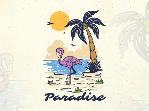 Paradise beach t shirt illustration