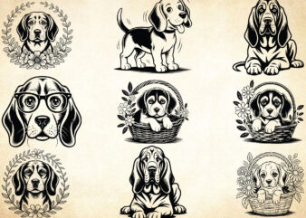 Bloodhound Puppy Svg, Dog Lover Svg, Dog Outline Svg