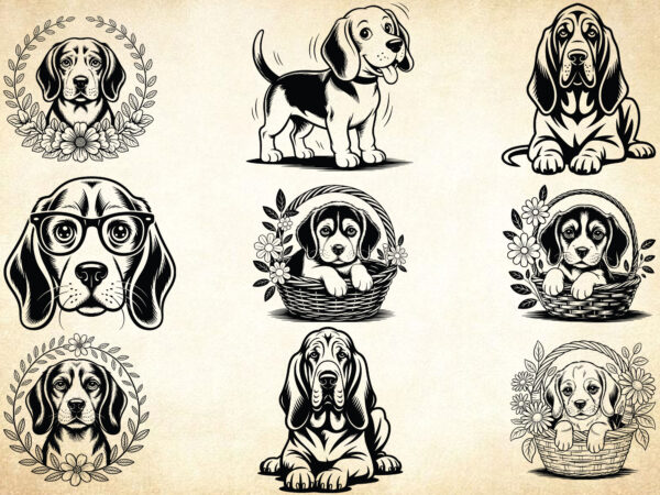 Bloodhound puppy svg, dog lover svg, dog outline svg t shirt template