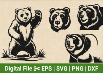 grizzly bear cricut SVG Bundle, wild Animal cute woodland vector graphics, Funny woodland Animal Christmas, funny wild Animal Halloween.