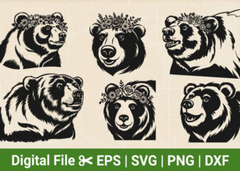 grizzly bear cricut SVG Bundle, wild Animal cute woodland vector graphics, Funny woodland Animal Christmas, funny wild Animal Halloween.