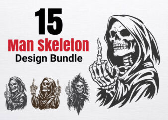 15 Grim Reaper skeleton svg, Grim Reapersvg bundle, Halloween skeleton svg bundle, peeking halloween skull vector t-shirt, fall svg.