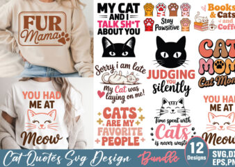 Cat Quote T-shirt Design Bundle Cat Quote SVG Design Bundle
