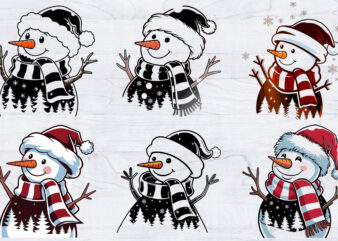 Christmas Snowman SVG Bundle, Snowman Winter Scene Svg