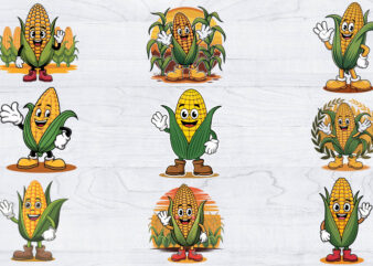 Corn on the Cob Silhouettes SVG Bundle, Corn Svg