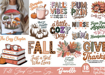 Fall Stamp Hand-drawn T-shirt Bundle Fall Stamp Hand-drawn SVG Bundle