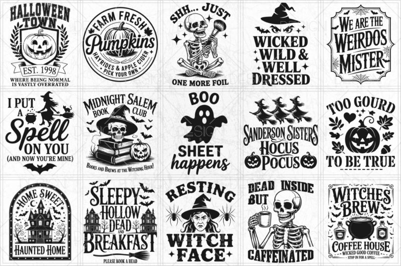 15 Halloween Png Bundle Commercial Use, Halloween Svg Bundle, Fall Shirt Png Bundle, Autumn Png Bundle, Halloween Clipart, Digital Download