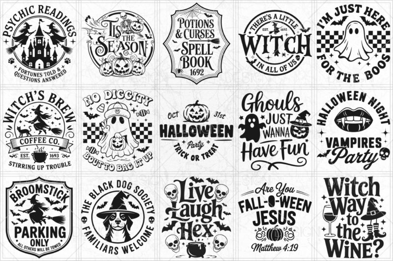 15 Halloween Png Bundle Commercial Use, Halloween Svg Bundle, Fall Shirt Png Bundle, Autumn Png Bundle, Halloween Clipart, Digital Download