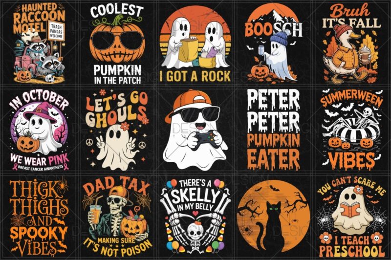 15 Halloween Png Bundle Commercial Use, Halloween Svg Bundle, Fall Shirt Png Bundle, Autumn Png Bundle, Halloween Clipart, Digital Download