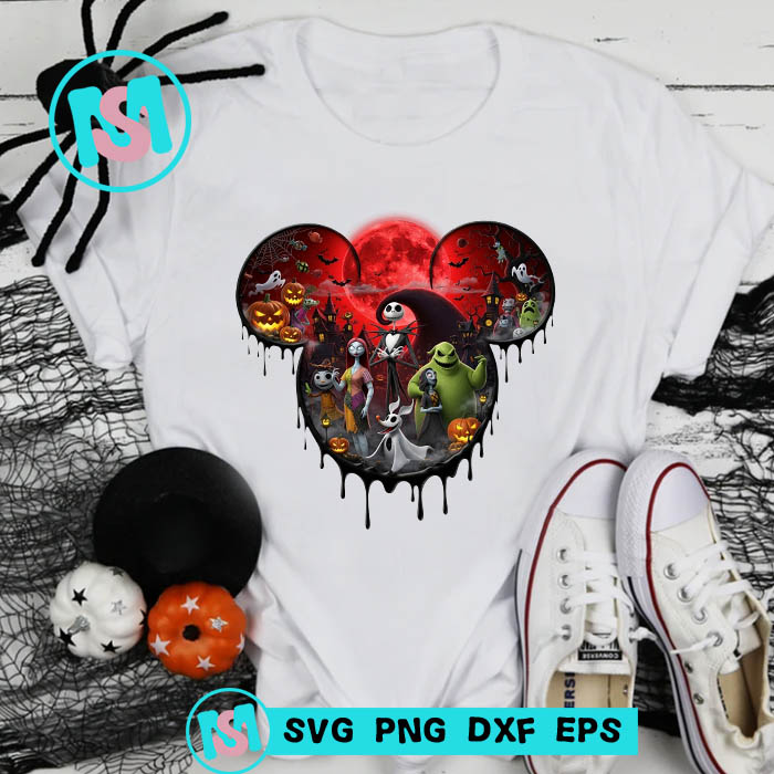 Jack Skellington and Sally Friend Red Blood Moon PNG, Halloween Png, The Nightmare Before Christmas Png