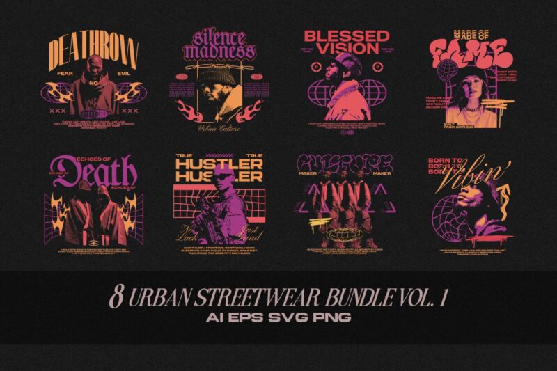 300+ Urban Streetwear t-shirt designs bundle, Minimal urban typography graphic set, urban graphics tee collection
